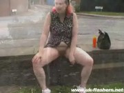 Fat UK MILF Naked And Pissing Outdoors
