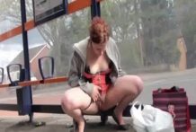 Naughty UK MILF Isabel Masturbating At Bus Stop