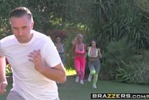 3 Big Tits Sluts Chase Guy For His Cock